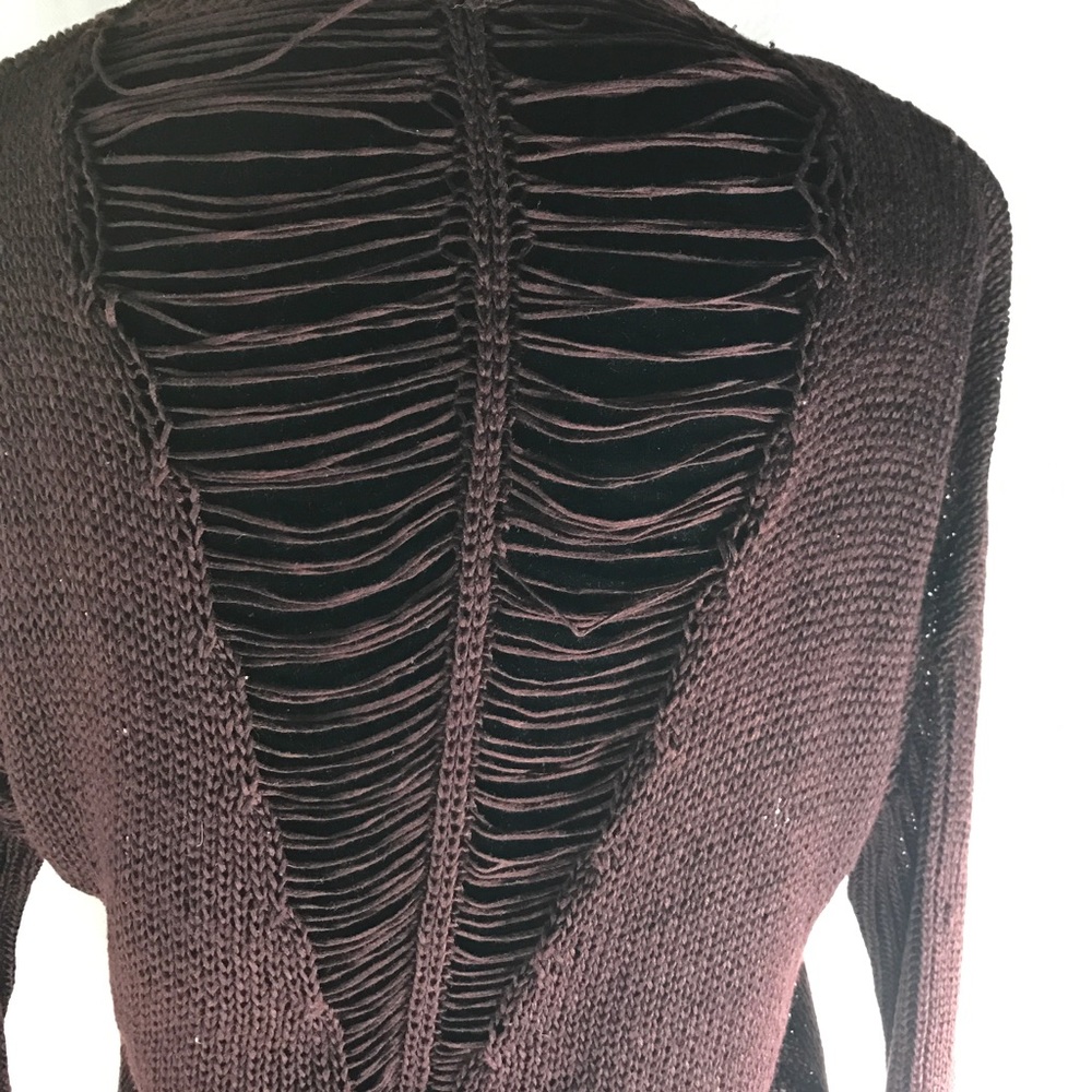 Oxblood sweater with slash detail on the back